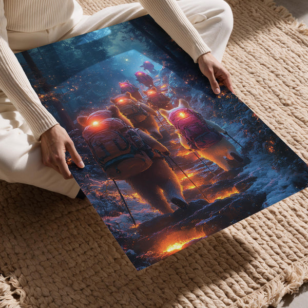 Hiking Bears in Forest