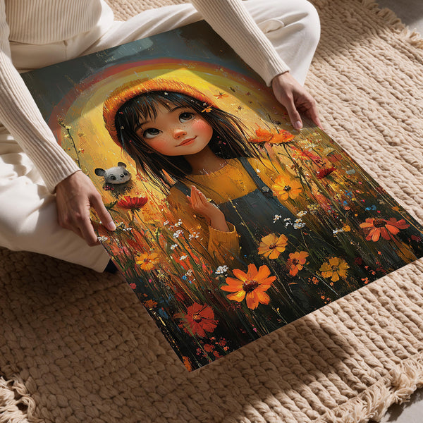 Girl in Wildflower Field