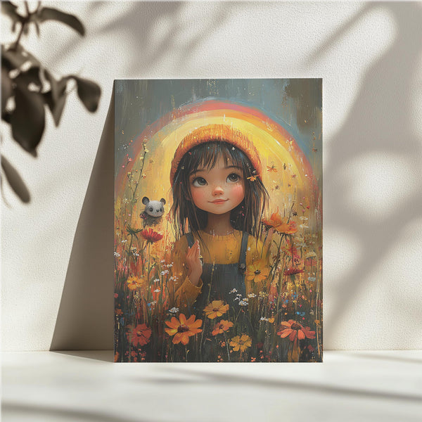 Girl in Wildflower Field