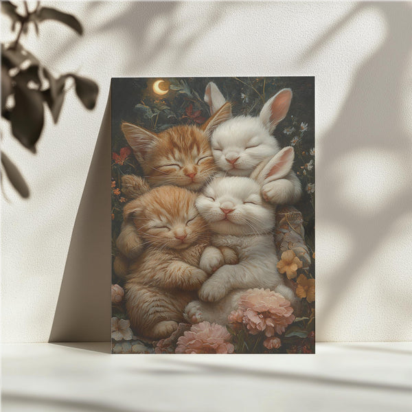 Kitten and Bunny Snuggle