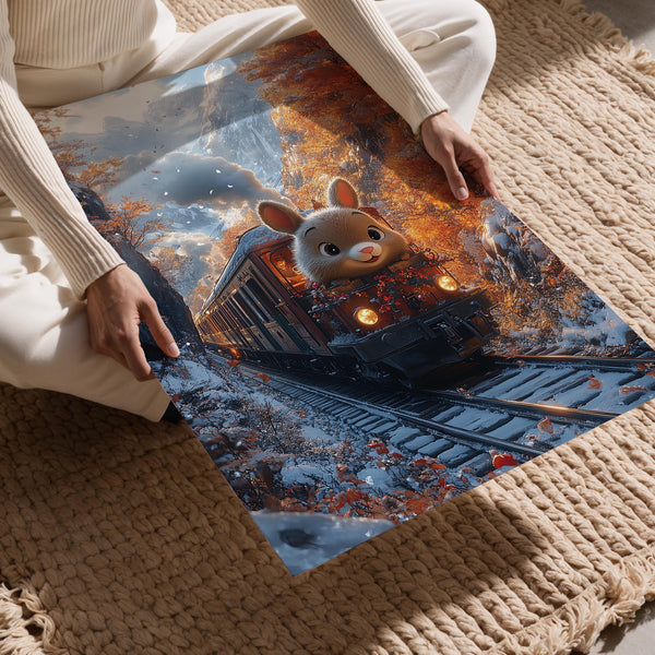 Bunny on Autumn Train