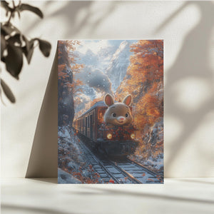 Bunny on Autumn Train