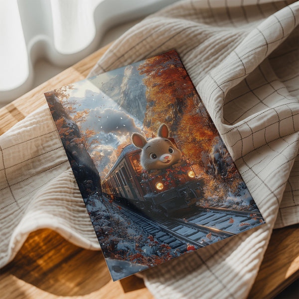 Bunny on Autumn Train