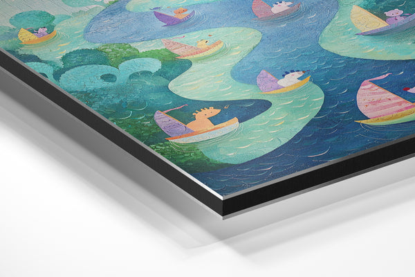 Pastel River Sailboats