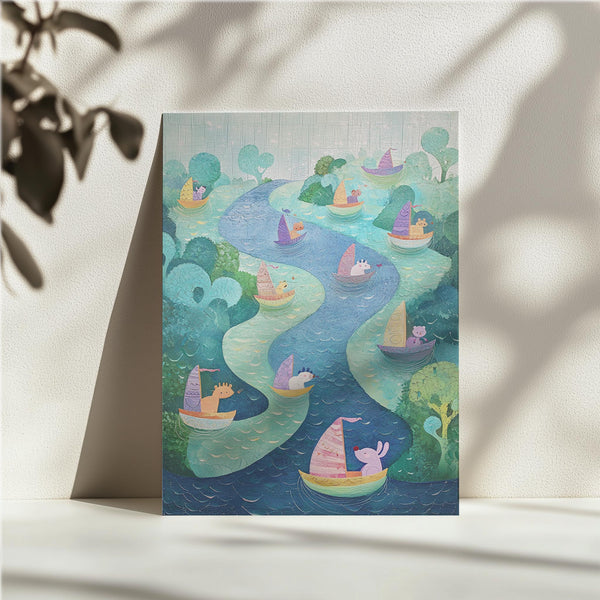 Pastel River Sailboats