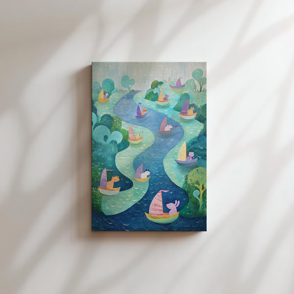 Pastel River Sailboats