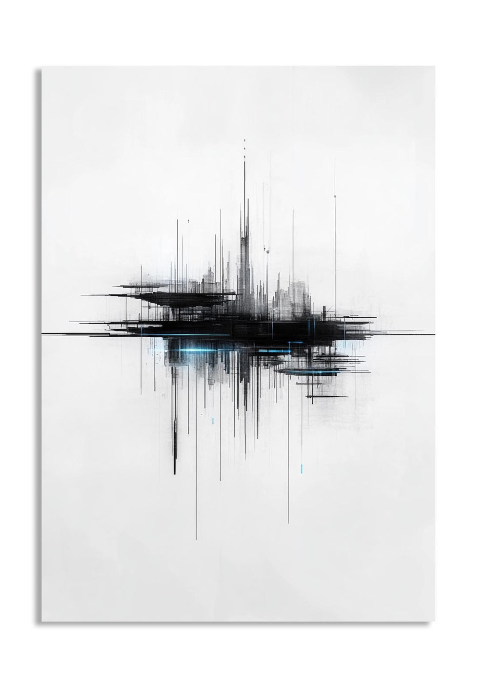Abstract black and white artwork on a white background, as a premium aluminum metal print from GoMetalPrint.
