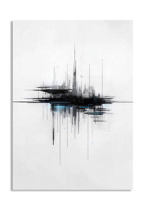 Abstract black and white artwork on a white background, as a premium aluminum metal print from GoMetalPrint.
