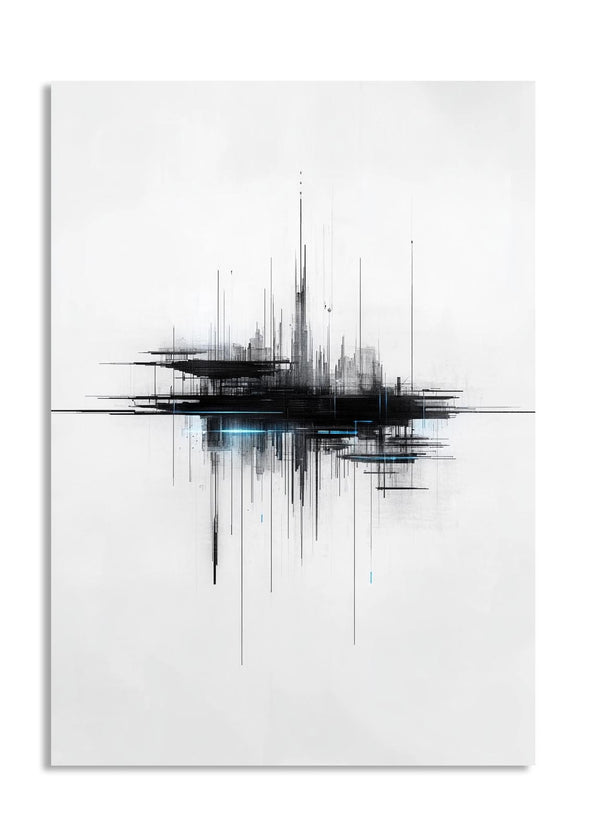 Abstract black and white artwork on a white background, as a premium aluminum metal print from GoMetalPrint.
