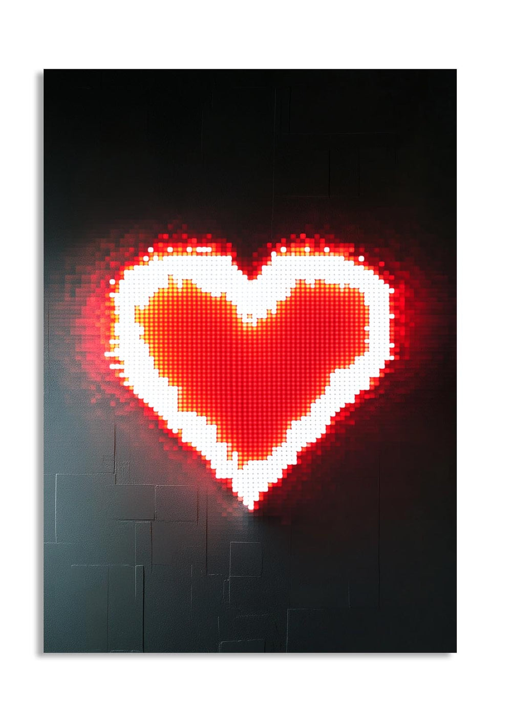 Heart-shaped light display on a black background, as a premium aluminum metal print from GoMetalPrint.

