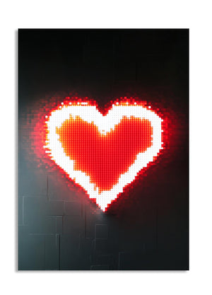 Heart-shaped light display on a black background, as a premium aluminum metal print from GoMetalPrint.
