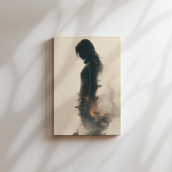 Shadowed Figure Flames