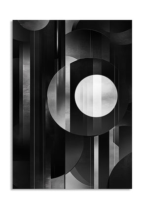 Black and white abstract art with geometric shapes on a white background , as a premium aluminum metal print from GoMetalPrint.

