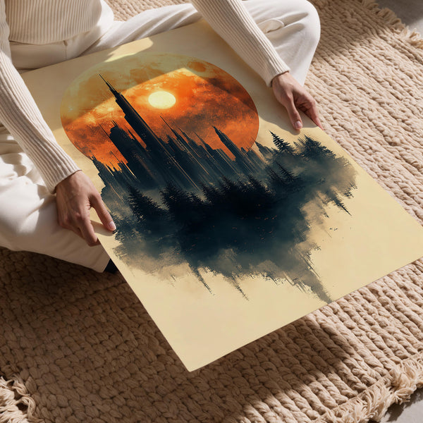 Orange Moon Cityscape