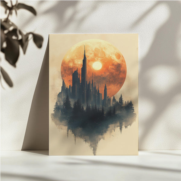 Orange Moon Cityscape