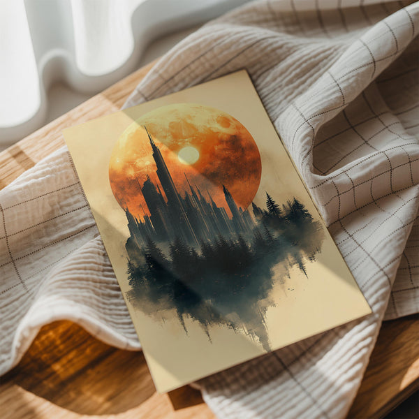 Orange Moon Cityscape