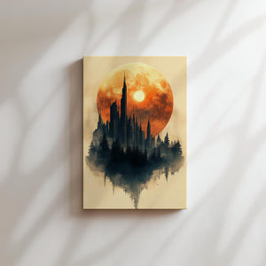 Orange Moon Cityscape