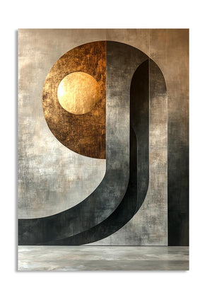 Abstract art piece with geometric shapes on a textured background, as a premium aluminum metal print from GoMetalPrint.
