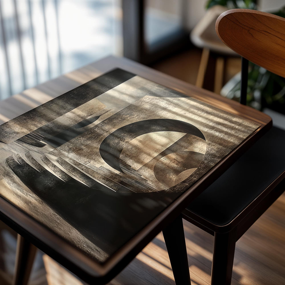 Abstract architectural artwork with geometric shapes and textures, as a premium aluminum metal print from GoMetalPrint.
