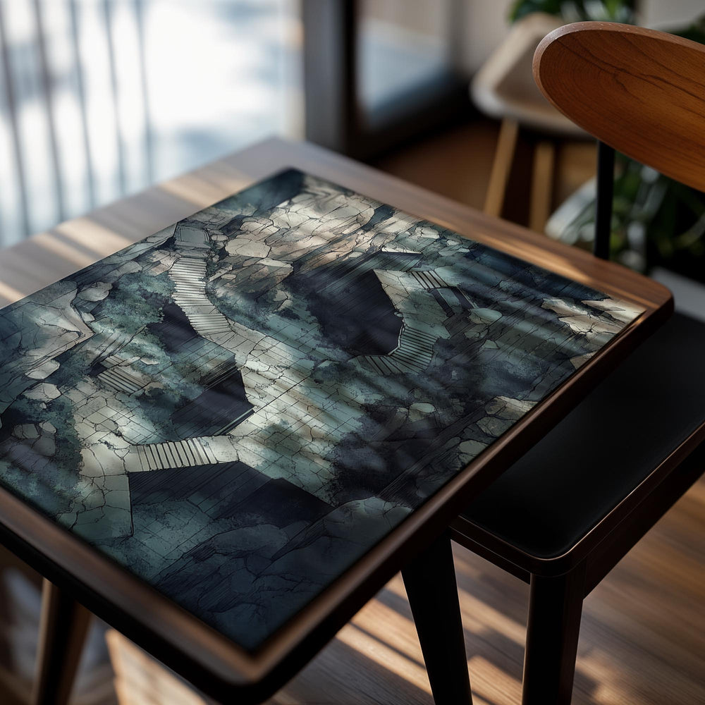 Artistic depiction of a stone pathway through a rocky landscape, as a premium aluminum metal print from GoMetalPrint.
