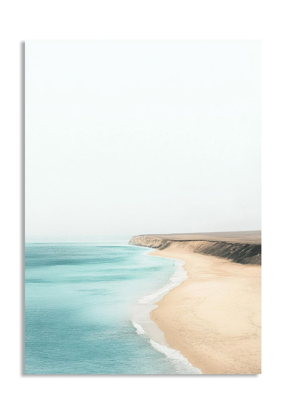 Beach scene with turquoise water and sand, as a premium aluminum metal print from GoMetalPrint.
