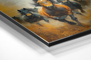 Galloping Horses Dusty Field