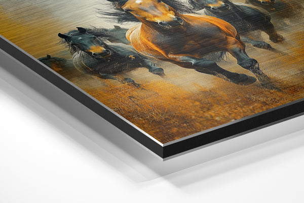 Galloping Horses Dusty Field