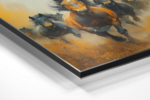 Galloping Horses Dusty Field