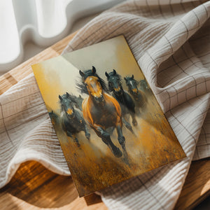 Galloping Horses Dusty Field