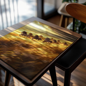 Running Horses in Golden Field