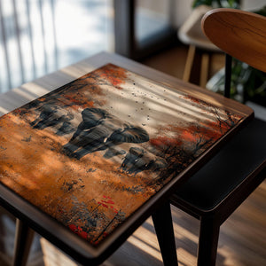 Elephants in Forest Autumn