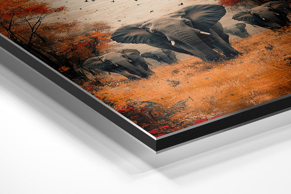 Elephants in Forest Autumn