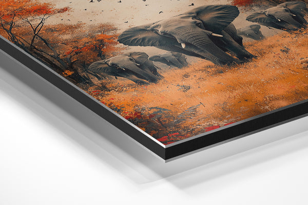 Elephants in Forest Autumn