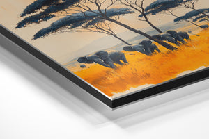 Elephants under Acacia Trees