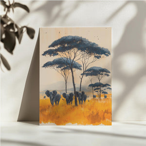 Elephants under Acacia Trees