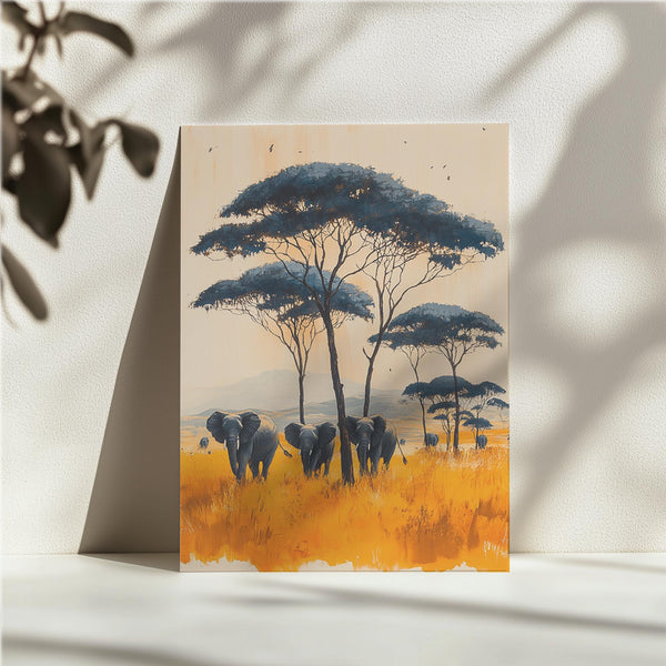 Elephants under Acacia Trees