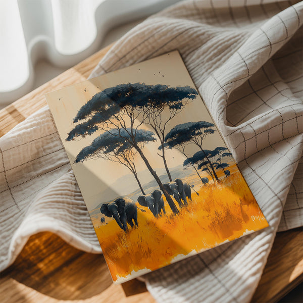 Elephants under Acacia Trees