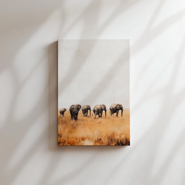 Elephants in Open Plain