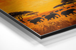 Elephants Sunset Savanna