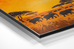 Elephants Sunset Savanna