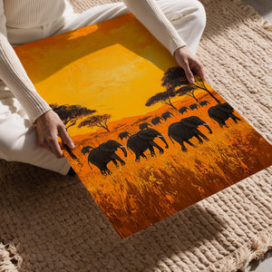 Elephants Sunset Savanna
