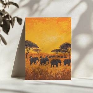 Elephants Sunset Savanna