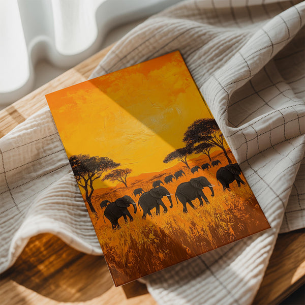 Elephants Sunset Savanna