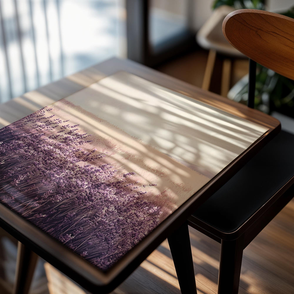 Lavender field with a soft, pastel background, as a premium aluminum metal print from GoMetalPrint.

