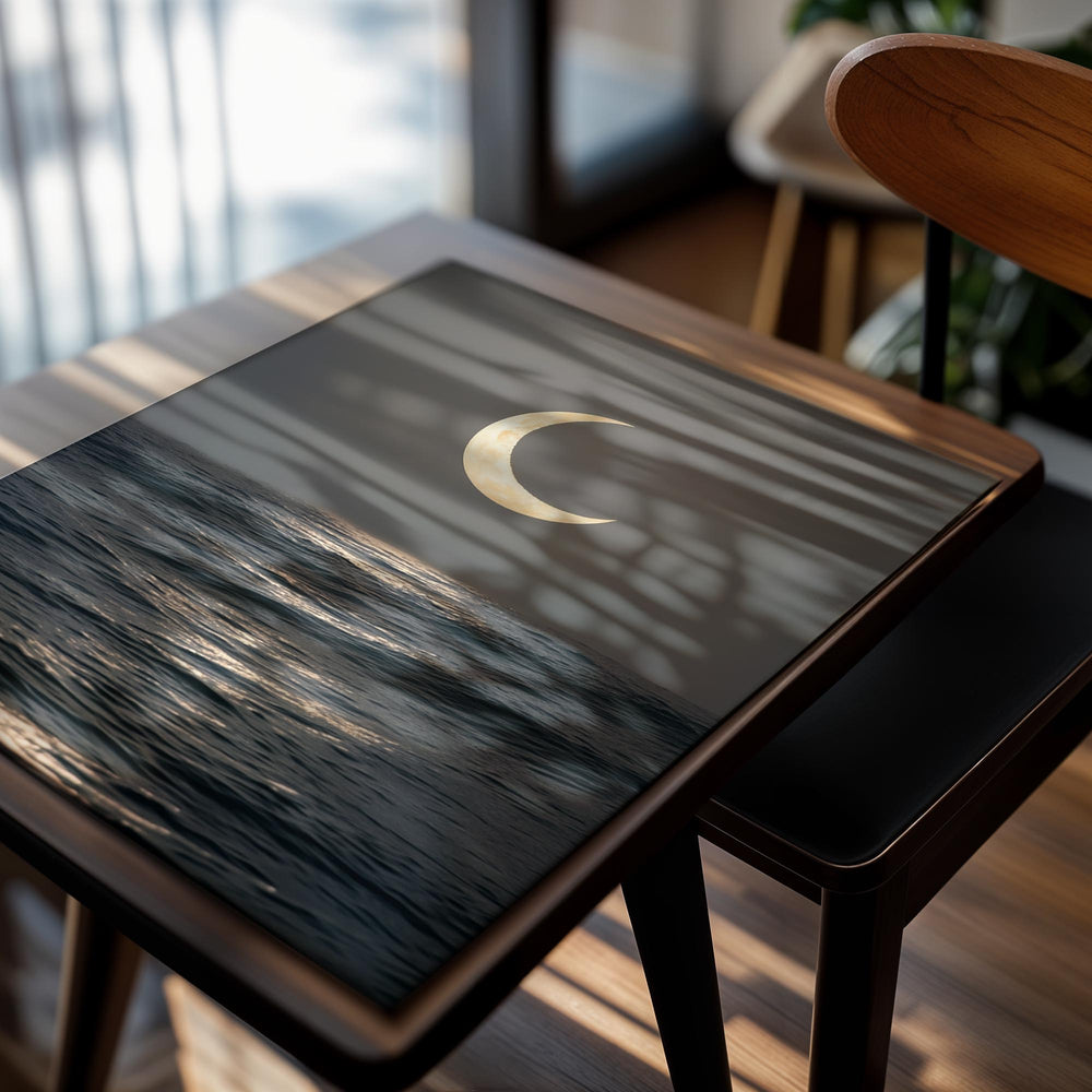 Crescent moon over the ocean, as a premium aluminum metal print from GoMetalPrint.
