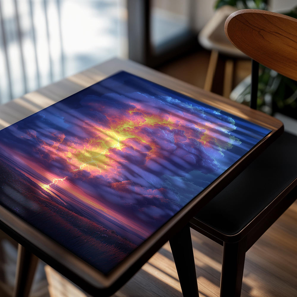 Majestic cloud formation with vibrant colors over a landscape, as a premium aluminum metal print from GoMetalPrint.
