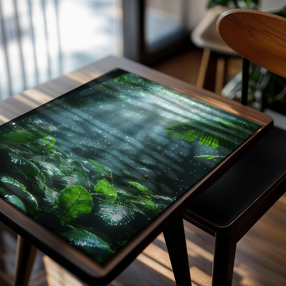 Sunlight filtering through the leaves in a dense forest, as a premium aluminum metal print from GoMetalPrint.
