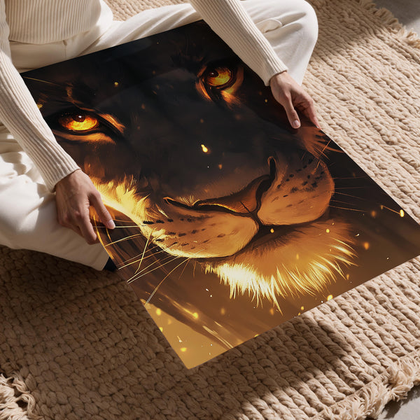Lion Portrait in Flames