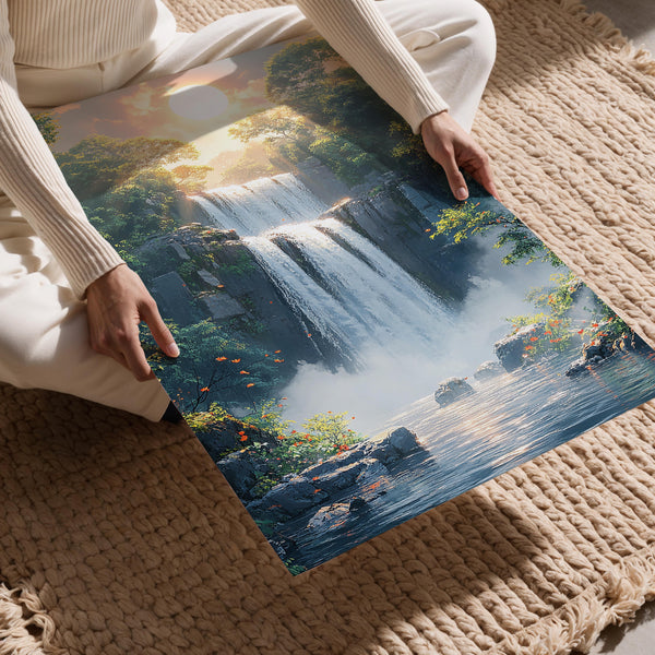 Serene Waterfall at Sunset