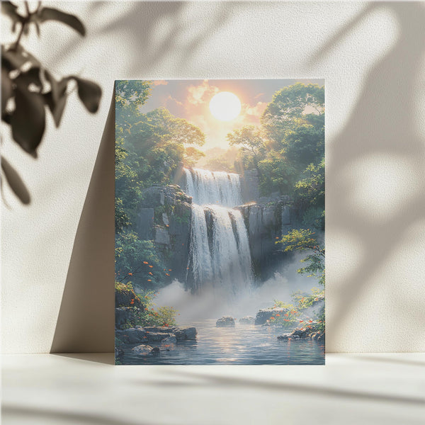 Serene Waterfall at Sunset